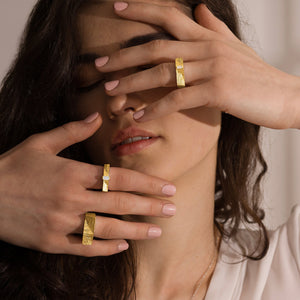 Agata Karwowska jewellery, gold Cartesian rings