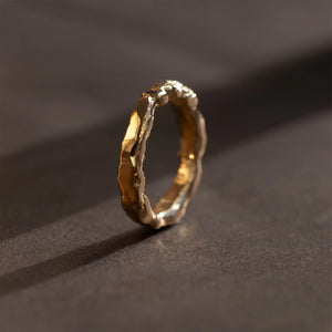 Liquid Aurum ring in molten 18k gold, from the Cyclopean Collection of sculpted jewellery