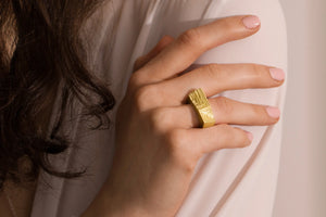 Agata Karwowska Fine Art jewellery, 18ct gold sculptural In Signum ring