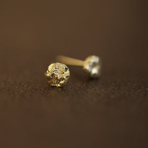 18ct molten gold 'lava' ear studs with handmade texture