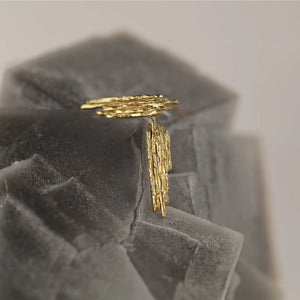 Modernist sculptural unisex statement Amorphe earrings in recycled 18k yellow gold