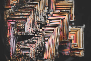 Details of bismuth crystal in close-up