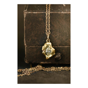 Lava Naples sculptural everyday 18k gold pendant necklace with natural pale yellow marquise-cut diamond and delicate chain, detail